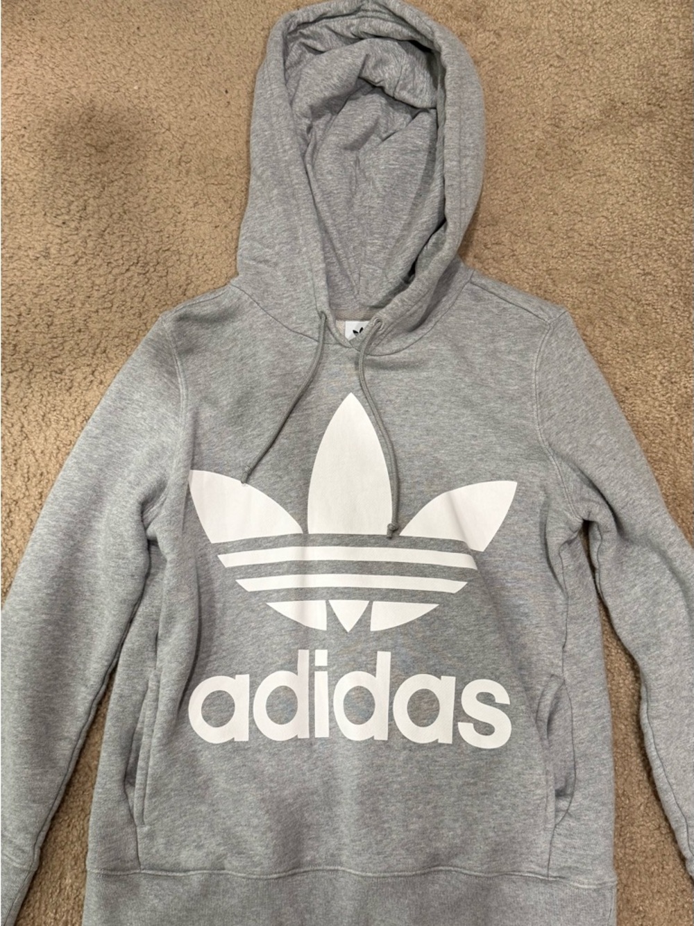 Adidas Women’s Gray Hoodie with White Trefoil Logo size XS